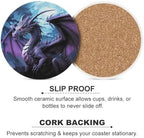 6PCS Purple Dragon Purple Moon Coasters Non-Slip Round Drink Coasters with Ceramic Stone and Cork Base, Heat Resistant Absorbent 33.00Stone Coaster Set for Kinds of Mugs and Cups, 4 Inch - Image 6