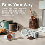 Chefman Caffeinator Single Serve Coffee Maker, Brew Kcups & Grounds, Drip Coffee Machine with Brew Strength Settings, Iced Coffee Function, 45 oz. Removable Water Reservoir - Image 4