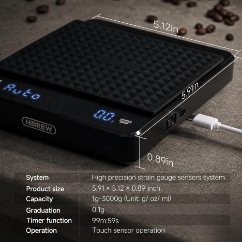 HIBREW Coffee Scale with Timer & AUTO Mode, 0.1g Precision Espresso Scale - Image 7