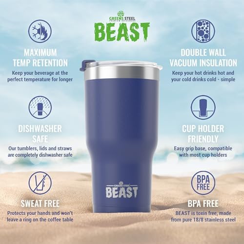 Beast 40 oz Tumbler Stainless Steel Vacuum Insulated Coffee Ice Cup Double Wall Travel Flask (Royal Blue) - Image 6