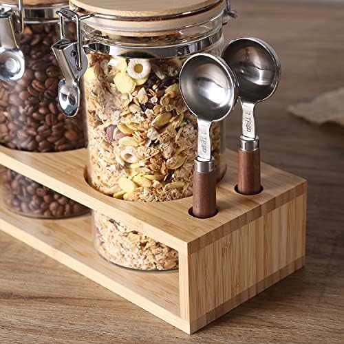 Glass Protein Powder Container Set, 40oz Airtight Collagen Storage Jars with Bamboo Lids & 1 TBSP Measuring Spoons (2 Pack) - Wide Mouth Aesthetic Countertop Dispenser Organizer for Kitchen - Image 6