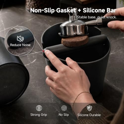 HiBREW Coffee Knock Box, 4.8 Inch Espresso Grounds Bin, Removable Bar - Image 4