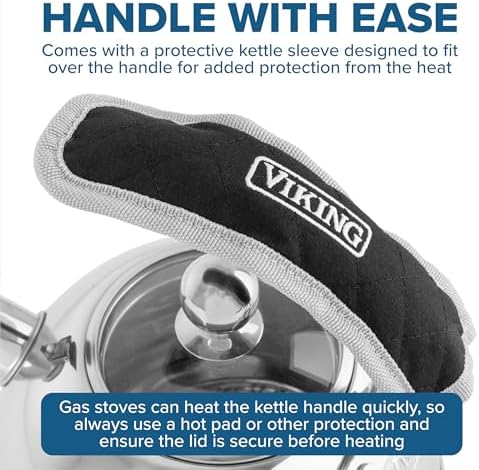 Viking 3-Ply Stainless Steel Tea Kettle, 2.6 Quart Stovetop Hot Water Pot with Tempered Glass Lid, Ergonomic Handle, Induction Ready, Mirror Finish - Image 5