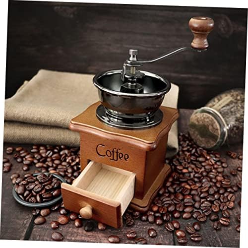Vintage Manual Coffee Bean Grinder, Wooden Hand Crank Grain Mill - Image 7