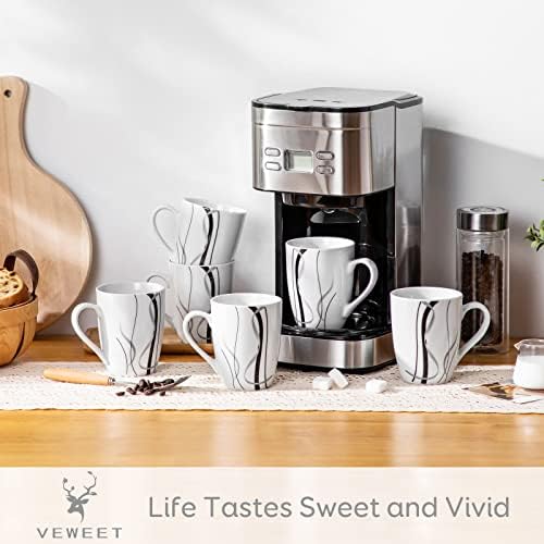 VEWEET Coffee Mugs Set of 6, 11 OZ White Ceramic Mugs, Fiona - Image 2