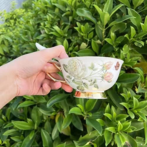 Honorable Coffee Cup Mug, Cappuccino, Tea Cup, with Saucer for Latte, Fine Bone Porcelain, Reactive Glaze, 6.8 Oz-1pcs (Elegant White Roses) - Image 6