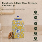 12.5" H Ceramic Kitchen Canisters for Countertop, Tea & Coffee Bean Storage Canister with Airtight Lid, Hand-painted Chinoiserie Decor Ginger Jar for Home Decor, 155 fl oz - Yellow Peony - Image 6