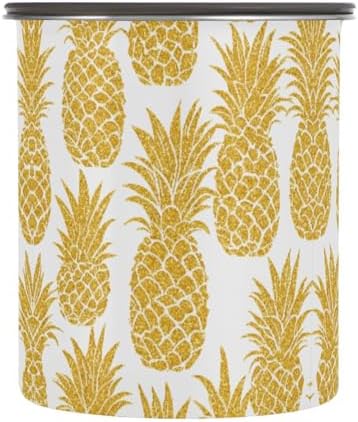 Stainless Steel Coffee Storage Containers with Airtight Lid, Golden Glitter Pineapple 17oz Food Storage Container Kitchen Canister for Tea, Coffee Beans, Ground, Sugar Storage by Quteprint