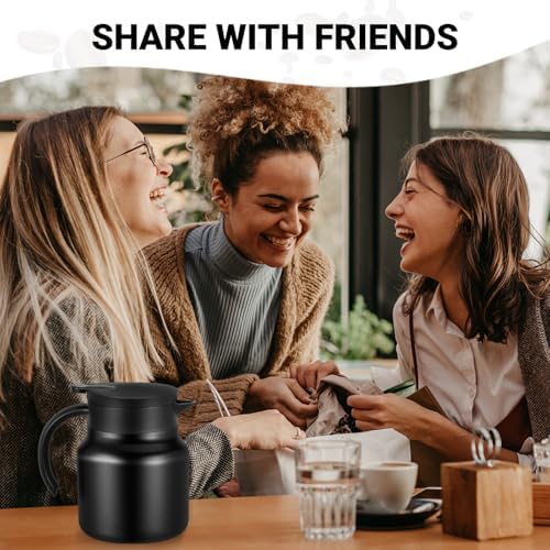Small Insulated Coffee Carafe, 27 oz, Keeps Hot for 12H, Black - Image 6