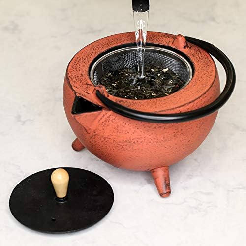 Frieling Pop Cast Iron Teapot with Stainless Steel Infuser, 34 Ounce, Red/Black - Image 5