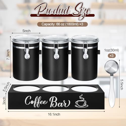 Domensi 3 x 66 oz Airtight Coffee Canisters with Thicken Shelf - Image 2