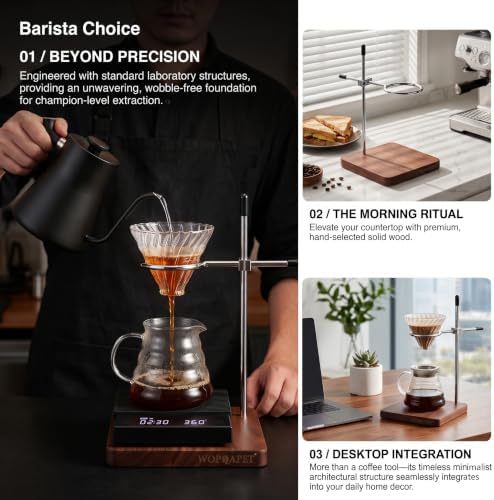 Pour Over Coffee Stand, Walnut Wood & Stainless Steel - Image 5