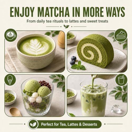 7PCS Matcha Set, Matcha Making Kit Includes Matcha Whisk and Bowl, Tea Lid, Scoop, Strainer and Match Whisk Holder, Tea Towel, Matcha Whisk Set for Matcha Lovers (Matte White Finish) - Image 4