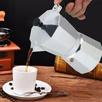 Pomya Octagonal Moka Pot, Aluminum Stovetop Espresso Maker 6 Cup, with Ergonomic Handle, for Gas Induction Cooktops - Image 4