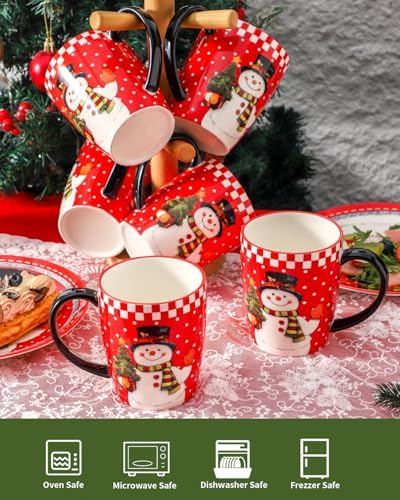 HASENSE Christmas Coffee Mugs Set of 6, 16oz Cups with Snowman Pattern - Image 6
