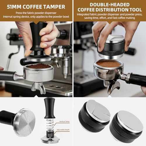 51mm Espresso Distribution Tool Set, Professional Barista Kit with Calibrated Tamper, Dosing Funnel, Spring Loaded Design, Black - Image 4