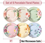 BTaT- Porcelain Floral Plates Set, 6 Pack, 8 Inch - Image 2