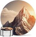 Coasters for Drinks Set of 6 with Holder, Mountains Natural Landscape Alps Ceramic Cup Mat, Absorbent Ceramic Stone Coasters with Cork Base for Coffee, Cups, Wooden Table, Home Decor 4 Inch by Daleng