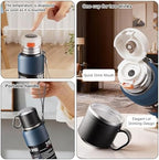 Double wall vacuum Leakproof stainless steel wide mouth insulated water bottle;tea tumbler with infuser,cup,lid;smart thermoses hot coffee;thermal flask ice drinks with led digital temperature display - Image 4