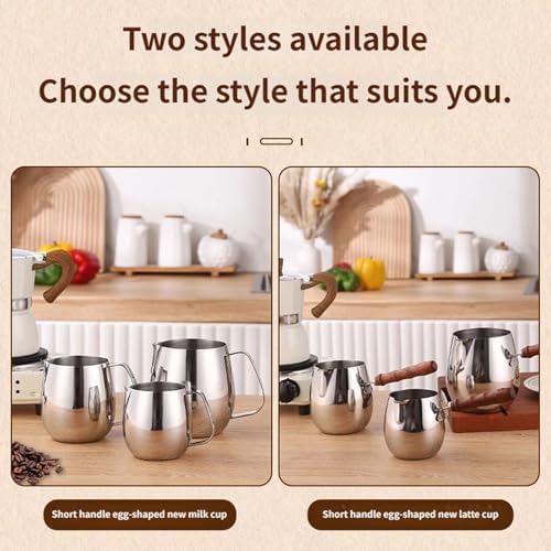 Ergonomic Handle Stainless Steel Frother Pitcher 300/420 / 600ML Milk Frothing Cup for Crafting Latte Art Hot Chocolate Coffee Frother Pitcher with Ergonomic Handle - Image 3