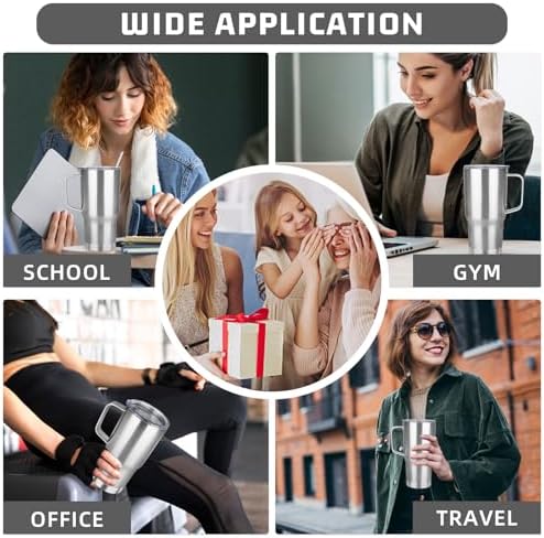 20 oz Tumbler with Handle Stainless Steel Insulated Coffee Mug Tumbler with Lid and Straw Double Wall Vacuum Insulated Coffee Mug Leak Proof Travel Mug Tumbler for Hot and Cold Drink (Silver,4pack) - Image 7