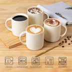 theterra Ceramic Coffee Mugs Set of 4, 14.2 oz Coffee Cups with Handle - Image 4
