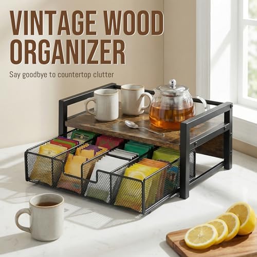 Tea Bag Organizer for Countertop with 8-Slot Drawer - Image 4