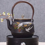 1.2L Teapot Tea Kettle Tea Pot Cast Iron Teapot, Japanese Style Tetsubin Tea Kettle | Cast Iron Tea Kettle to Keep Tea Warm | Bird and Tree Pattern Iron Kettle - Image 7