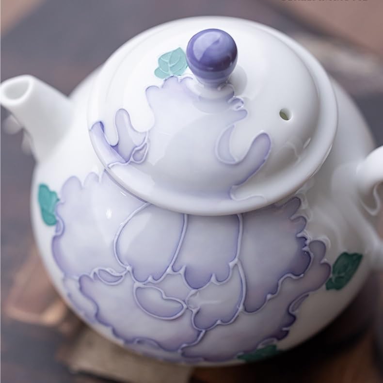 Tea Kettle Hand-Painted Purple Peony Teapot Ceramic Teapot Kung Fu Tea Set Teacup Ceramic Tea Infuser - Image 4