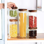 Glass Canisters Set of 5 for the kitchen, Glass Storage Container jars with Airtight Acacia Lid for Coffee Beans, Flour, Sugar, Rice and Spaghetti and etc - Image 7