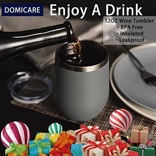 DOMICARE Stainless Steel Wine Tumbler Bulk with Lid, Personalized Insulated Tumblers Set, 12oz Travel Coffee Cups Pack of 16, Gray - Image 5