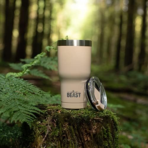 Beast 30 oz Tumbler Stainless Steel Vacuum Insulated Coffee Ice Cup Double Wall Travel Flask (Sand) - Image 4