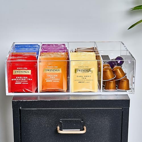 Heavy-Duty Acrylic Tea Bag Organizer, 8-Compartment Storage Box - Image 2