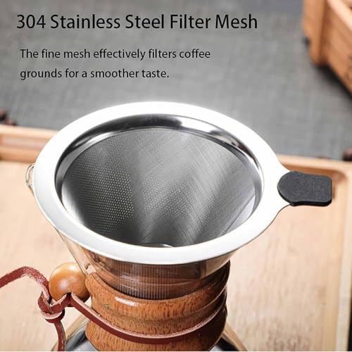 Pour Over Coffee Maker with Stainless Steel Filter, 13.5 OZ Glass Carafe Drip Coffee Maker – Reusable & Portable for Home, Office, Camping 400ML - Image 5