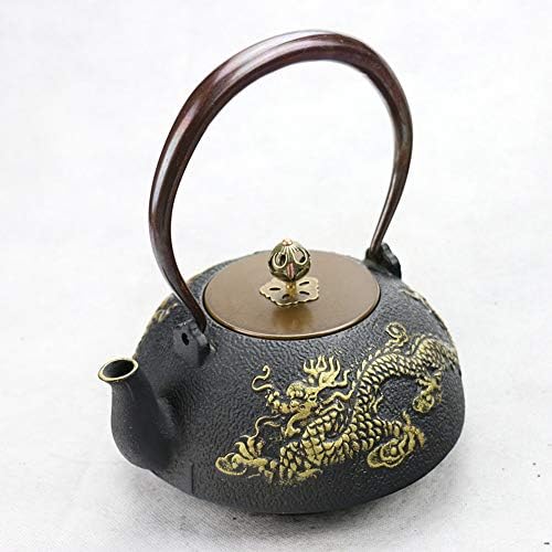 China Cast Iron Tea Kettle Cast Iron Teapot Black - Unique Dragon- for Living Room Or Outdoor Party Teapots, - Image 2