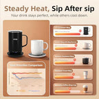 Self Heating Coffee Mug,High-Capacity- 18 oz, 180 Min Battery Life, Smart Heated Coffee Mug，Smart Mug, Simple Temperature Control Operation, Gifts for Family Members (Black) - Image 6