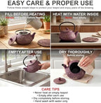 40 Oz Purple Maple Leaf Cast Iron Teapot, Enamel Interior, Infuser & Trivet - Image 6