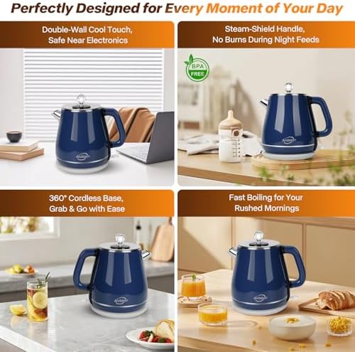 1.8L Electric Kettle, Tea Kettle with Fast Boil 1350W,Navy Blue - Image 6