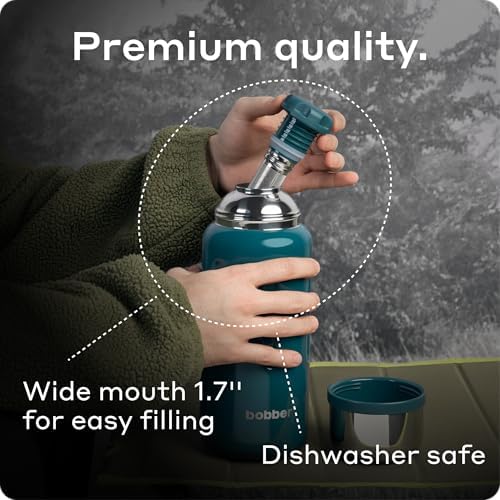 BOBBER 46 oz Stainless Steel Thermo Flask with Removable Tea Infuser – Keeps Hot 45 Hours, Cold 65 Hours – BPA-Free, Dishwasher Safe, Leak-Proof Vacuum Insulated Water Bottle (Deep Teal) - Image 5
