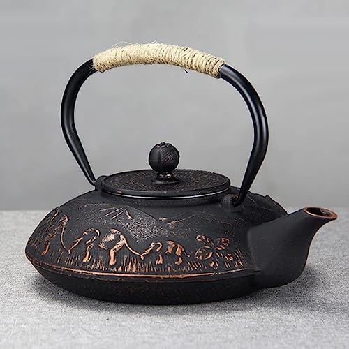 Cast Iron Teapot 1100ML Retro Elephant Japanese Style Classic Cast Iron Tea Kettle Elegant Color&Wonderful Workmanship Durable Construction for Ornament Gift Collection(Size:1100ml) - Image 4