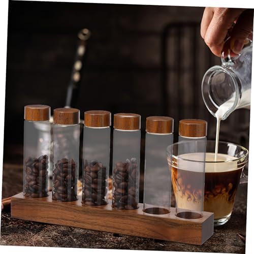 Glass Coffee Bean Container Storage Tubes with Wood Stand - Image 4