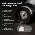 VEVOK CHEF Manual Coffee Grinder 10 External Adjustment Fashion Bean Grinder Stainless Steel Double Bearing Conical Burr Portable Hand Coffee Mill for Home,Camping,Silver - Image 5