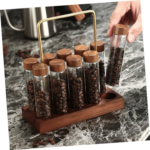 Zerodeko 1set Coffee Bean Storage Tubes with Display Stand Airtight Glass Containers for Preserving Freshness for Home and Restaurant Coffee Stations Tube - Image 2