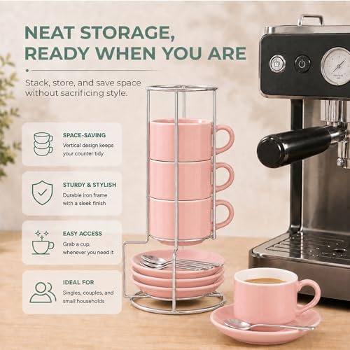 3 Ounce Espresso Cups Set of 4, Pink - Image 5