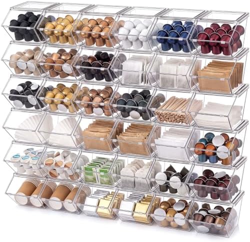 Yerliker 36 Pcs Clear Stackable Storage Bins with Lids for Pantry by Yerliker