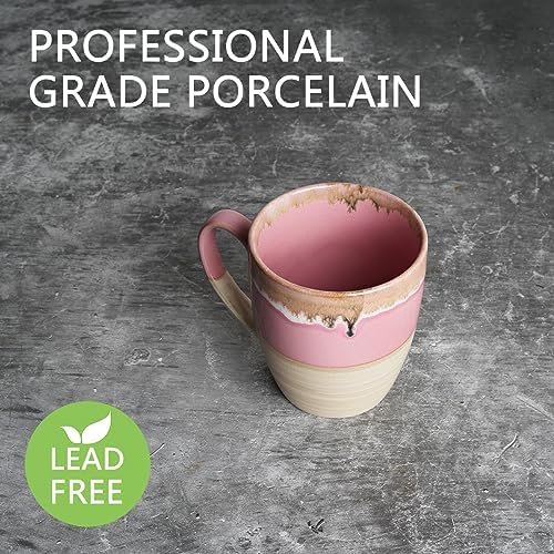 Bosmarlin Ceramic Coffee Mug Set of 4, 17 Oz, 5 Colors to Choose, Tea Cups, Dishwasher and Microwave Safe, Reactive Glaze (Pink) - Image 3