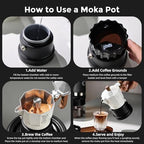 Bincoo Three Valve Espresso Maker Stovetop,Camping Moka Pot 2 Cup/120ML,Stove Top Espresso Italian Coffee Maker - Image 6
