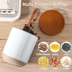Ceramic Food Storage Jar,Coffee Canister for Countertop with Lids Airtight,Large Flour,Cereal,Spices,Beans,Rice and Candies Containers for Kitchen and Home,Farmhouse Kitchen Decor,80 OZ White - Image 3
