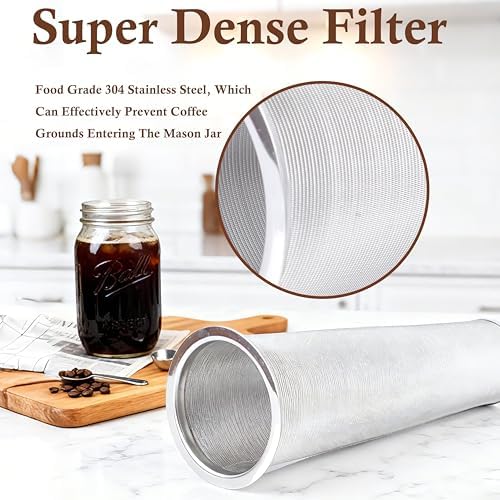 64 OZ Cold Brew Coffee Maker 2 Quart Mason Jar Glass Iced Tea Pitcher With Stainless Steel Filter Half Gallon Pitcher With Spout Lid For Iced Coffee,Tea & Lemonade,Sun Tea Airtight & Leak-Proof 2 PACK - Image 3