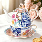 KAMMAK Tea for One Set, Ceramic Teapot, Bone China Tea Set, Cup and Saucer - Image 3